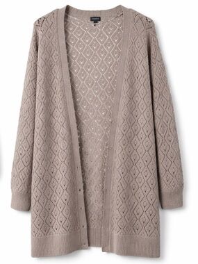 Torrid Taupe Open Knit Cardigan Sweater - Size 3